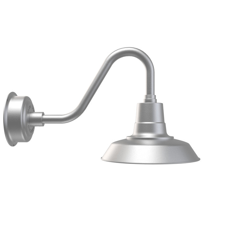 Luminaire de grange d'extérieur à DEL Haleigh, H 14,03 po x l 12 po x p 22,25 po, Argent galvanisé