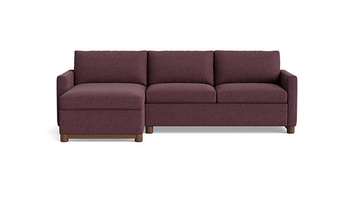 Reve Sofa with Chaise (112"), Performance Weave - Aubergine, Chaise On Right
