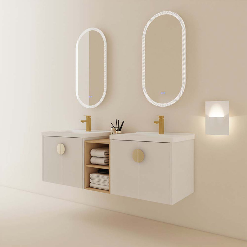 Meuble-lavabo à fermeture en douceur 60 po avec lavabo, Blanc