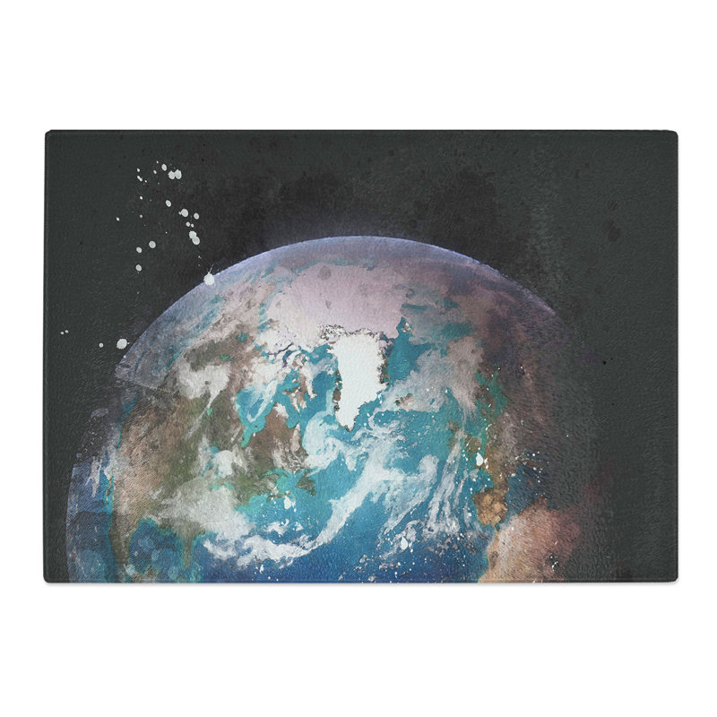 Tempered Glass Blue Marble of Planet Earth Chopping Board, 20 cm x 28.5 cm