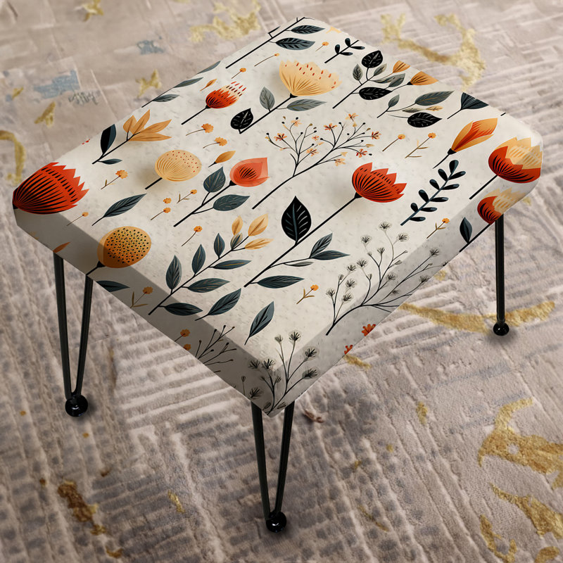 Repose-pieds Nordic Grace Orange Floral Harmony