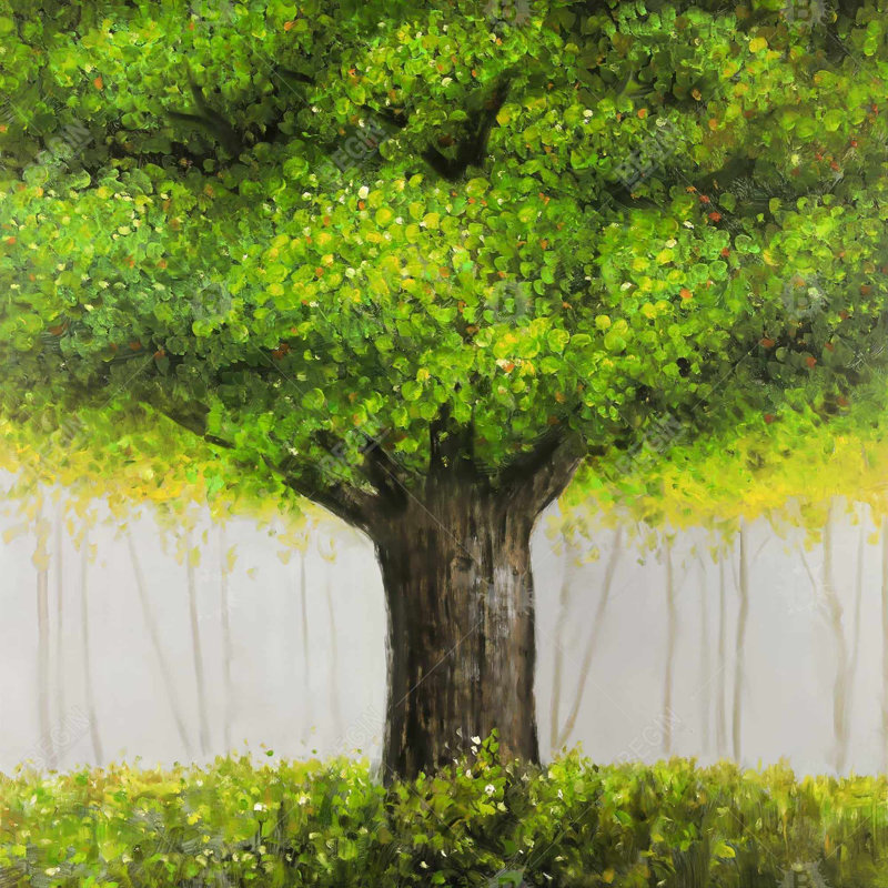 Big green tree - 18"x18" Throw pillow cover - Poly twill - Print on demand