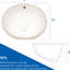 Lavabo de salle de bain ovale en céramique 19 po x 16 po - Lavabo blanc pur avec trop-plein, faible absorption, sans acide, sans trous de robinet, design durable et magnifique