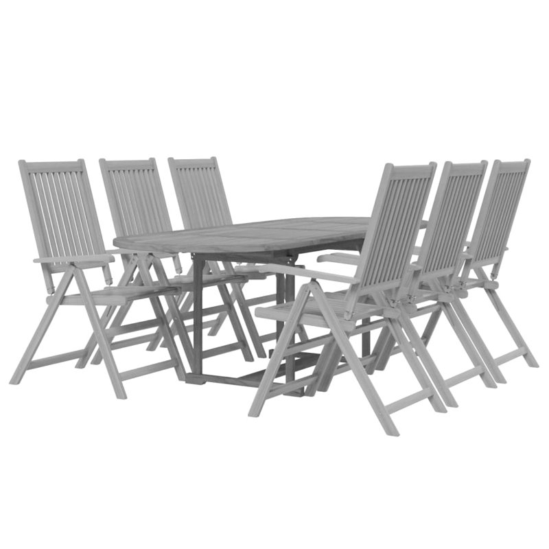 Jameeka 6 - Person Acacia Patio Dining Set with, Grey, 75cm H x 80cm W x 170cm L