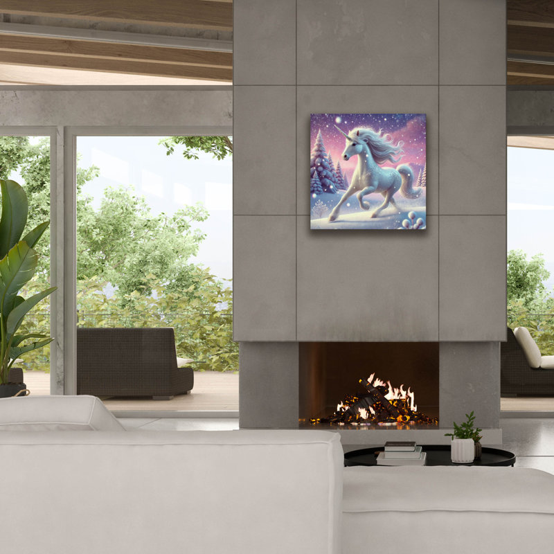  «Unicorn Running» par Rey Klimt, art mural sur toile, H 26 po x l 26 po x P 1,5 po