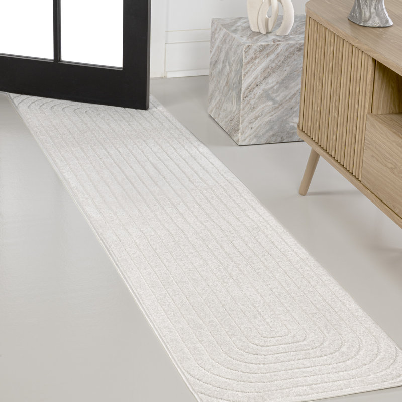 Tapis ivoire intérieur / extérieur Amzi, Tapis de couloir 2 pi x 8 pi
