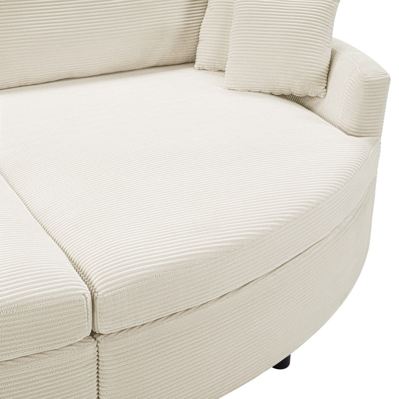 Canapé-lit 102,3 po, Velours côtelé beige