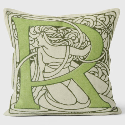 Art Nouveau Alphabet "R" Cushion