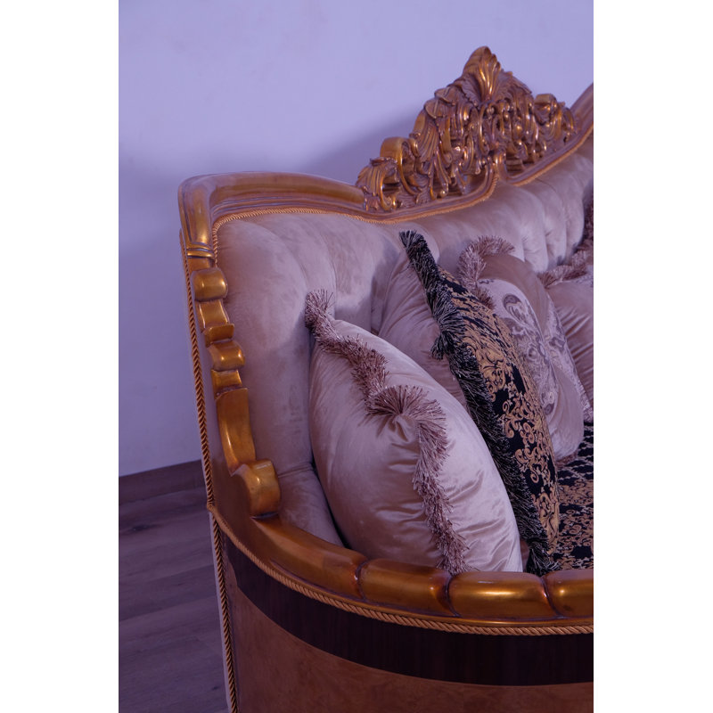 3 Piece Modigliani Ii Sofa Set Black Gold Fabric