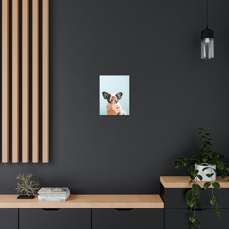 French Bulldog Says Quiet Canvas Wall Art, 14" H x v" W