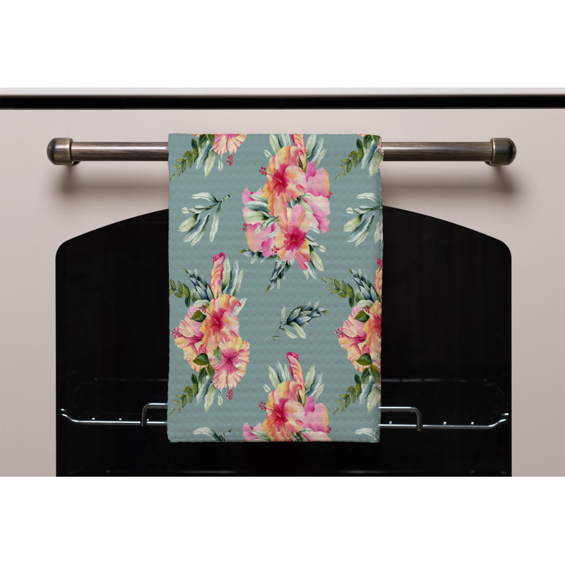 Cotton Floral Waffle Tea Towel Kitchen Towel