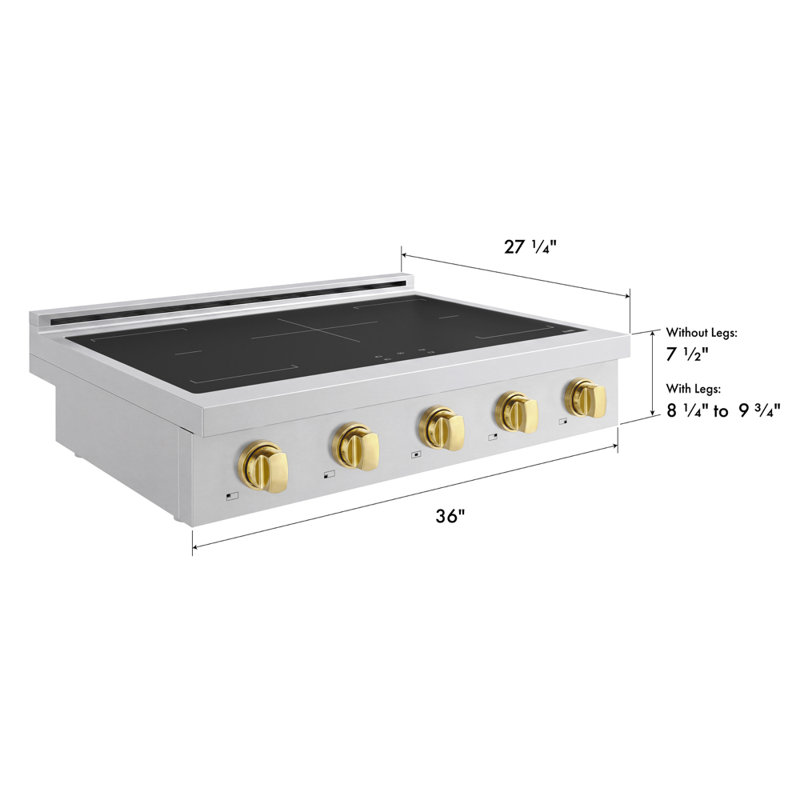 ZLINE Autograph 36 in. Paramount Induction Rangetop with 5 Element Cooktop and Black Accents, Polished Gold