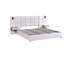 Très grand lit plateforme tapissier hydraulique en velours avec 2 tablettes, 2 lampes de lecture et un port USB-898940709
