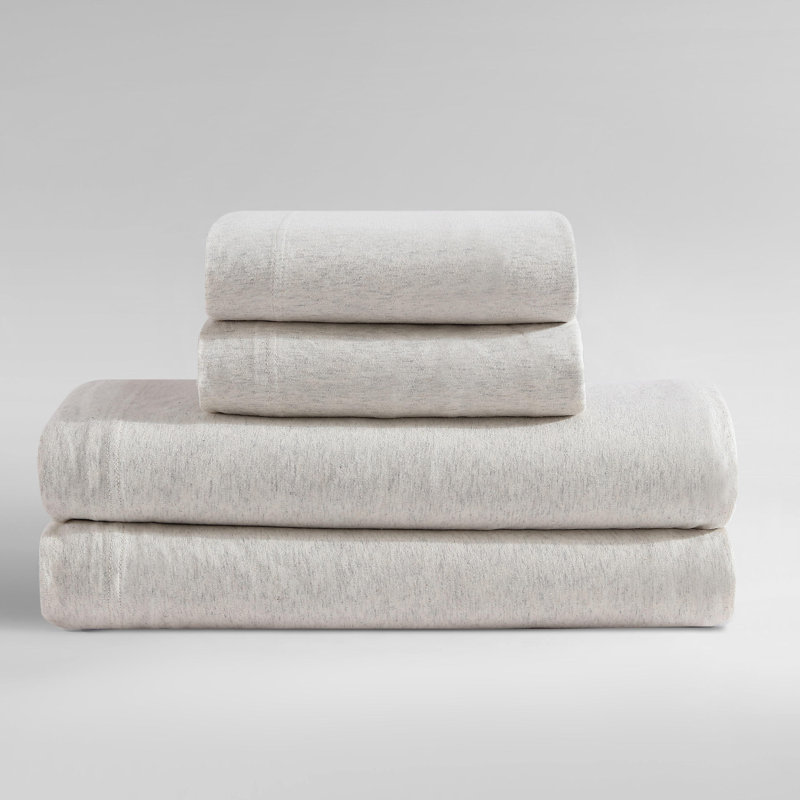 Calvin Klein Modern Cotton Melange Sheet Set, Queen Sheet Set + 2 Standard Pillowcases, Ivory Gray