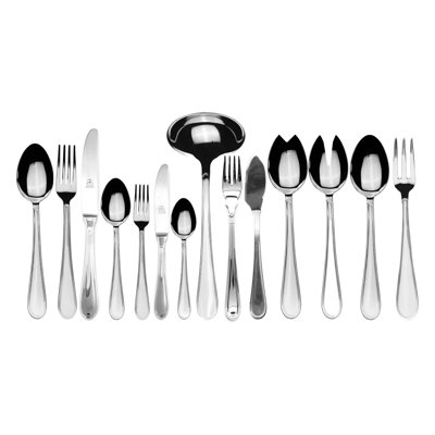 Ensemble de couverts Norma avec couteaux H / H (configuration P) - 113 pièces - Acier inoxydable