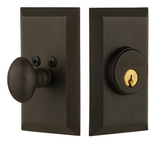 Nostalgic Warehouse Studio Plate Single Cylinder Deadbolt, Oil-Rubbed Bronze