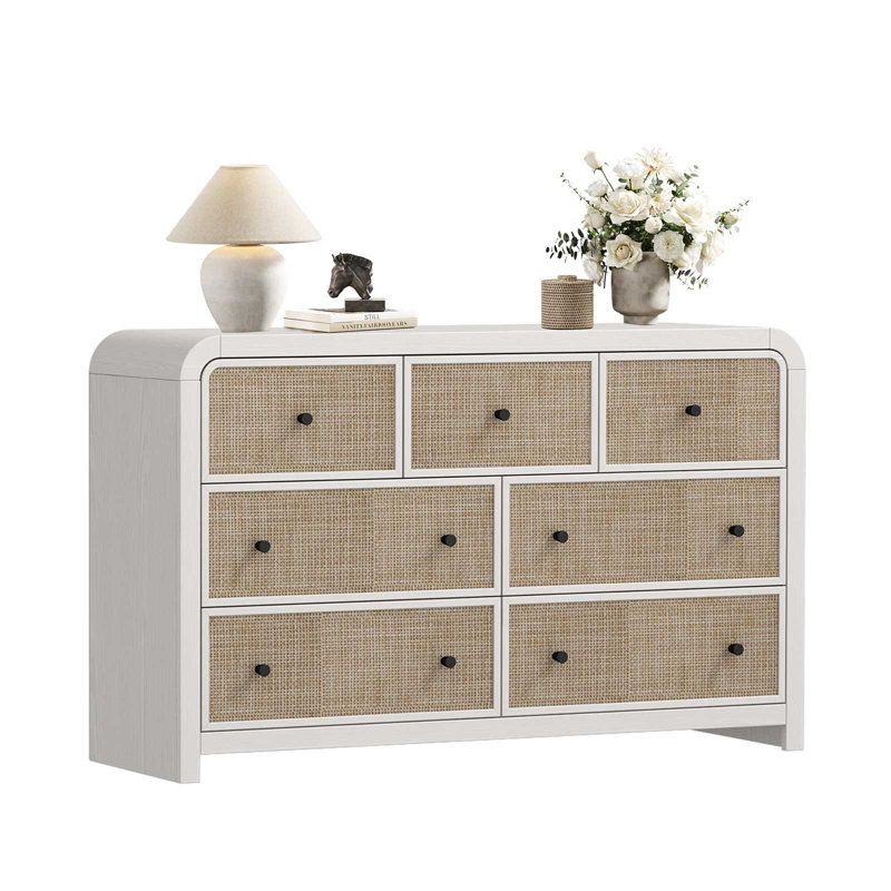 Commode 7 tiroirs Cevat, Ivoire ivoire