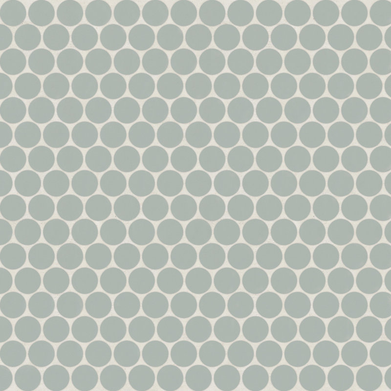Marin 3/4" x 3/4" Penny Round Matte Porcelain Mosaic Tile, Aloe Green
