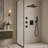 Thermostatic Shower Faucet Set 3-Function Wall Mounted Rain Shower System with Body Jets Recessed Wall Mounted Combo-80065235