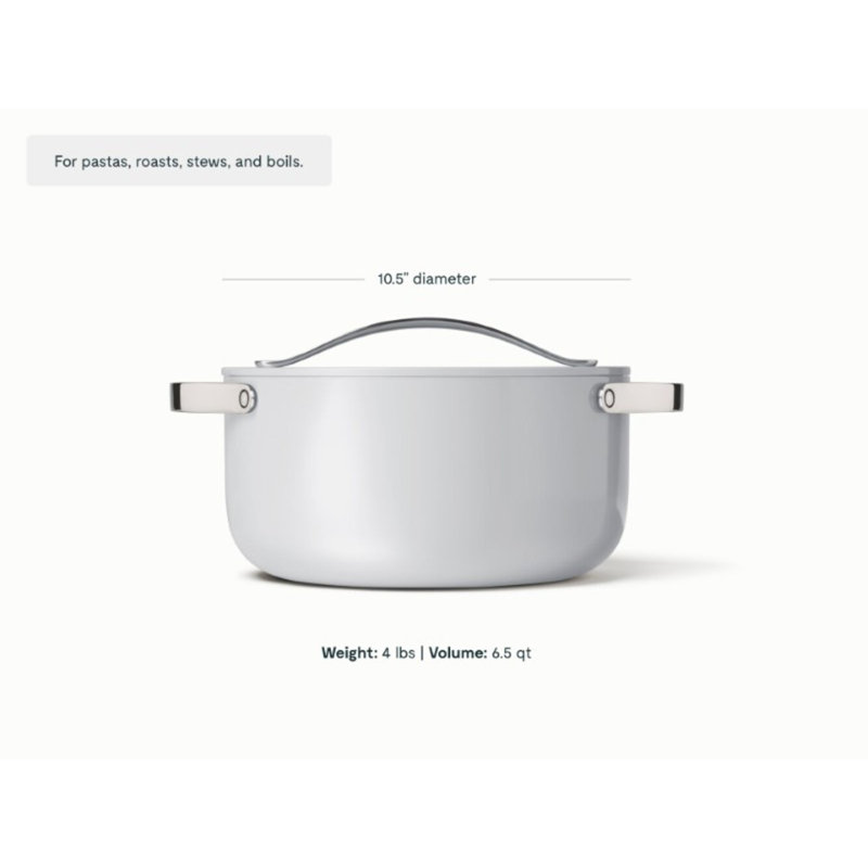 Caraway 6.5Qt Nonstick Ceramic Dutch Oven, Gray