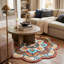 Tapis rond rouge / bleu / orange en laine noué à la main Padula-495259329