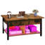 Table basse à plateau relevable l 35,4 po avec lumière DEL et prises de courant