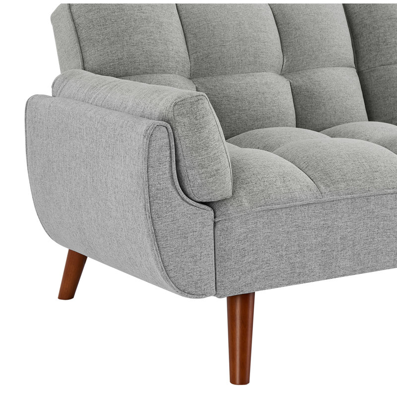 Jalena 75" Flared Arm Convertible Sleeper Sofa, Gray Polyester