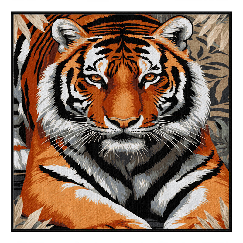 Washable Malayan Tiger Big Cats Area Rug, Round 7'