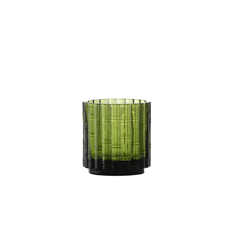 Fortessa Mahalo Stackable Glass, 11 Oz. Double Old Fashioned (Set of 4), Ginger Gold, 11 fl oz, Palm Green