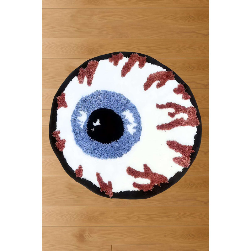 Spooky Vision Blue Eyeball Novelty Round Accent Rug, Round 4'11"