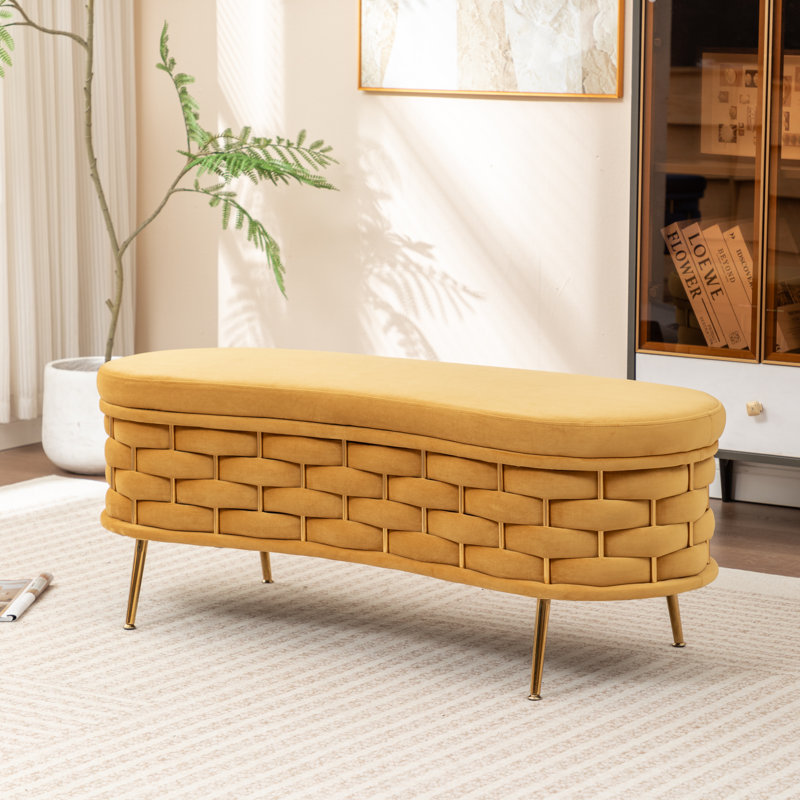 Cristen Upholstered Flip Top Storage Bench, Yellow