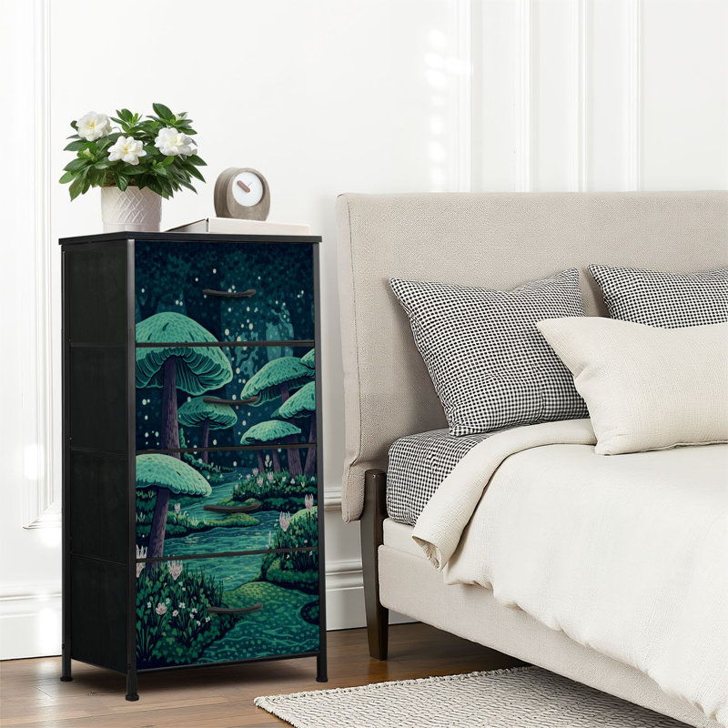 4 Drawer Dresser for Bedroom, Narrow Chest of Drawers, Wooden Top and Study Iron Frame 18"x37.5"-(WxH)
