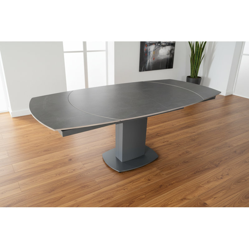 Boulemane 178 cm Extendable Rectangular Stone Top Dining Table with Steel Base