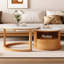 Table basse ronde avec plateau en marbre blanc, rangement à 2 niveaux et 1 tiroir