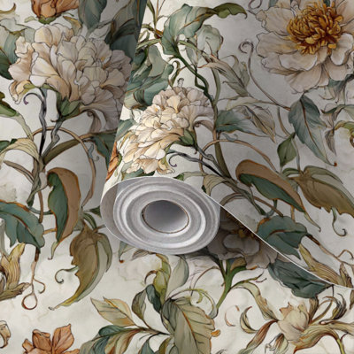 Papier auto-adhésif à peler et coller à motif de papier peint à motif d'aquarelle botanique et de jardin amovible 24 po x 118 po (60 x 300 cm)