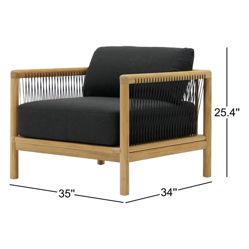Reel Collection Outdoor Teak Lounge Chair, Sunbrella Heritage Char