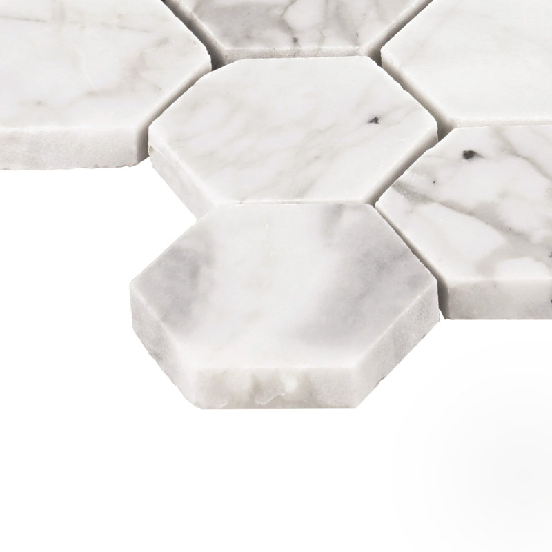 12" x 12" Honeycomb Mosaic Wall & Floor Tile, Venetian Calacatta/Grey
