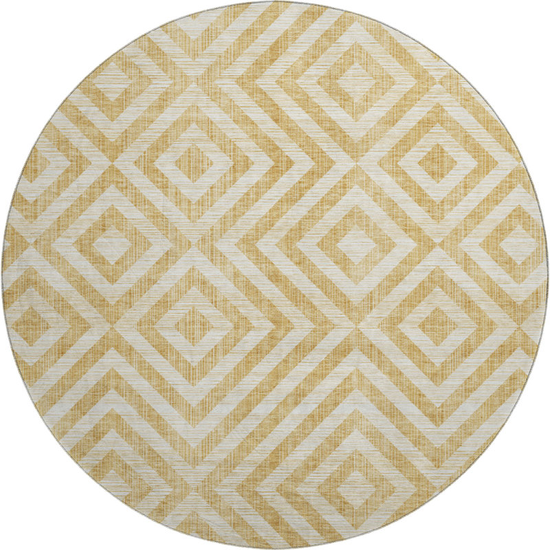 Tapis doré Prisco lavable à la machine de qualité supérieure, Rond 8 pi