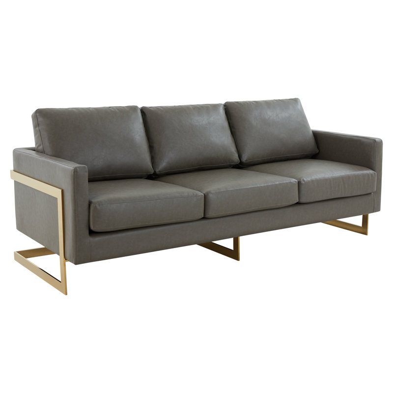 Bellago 83.5'' Faux Leather Sofa, Gray