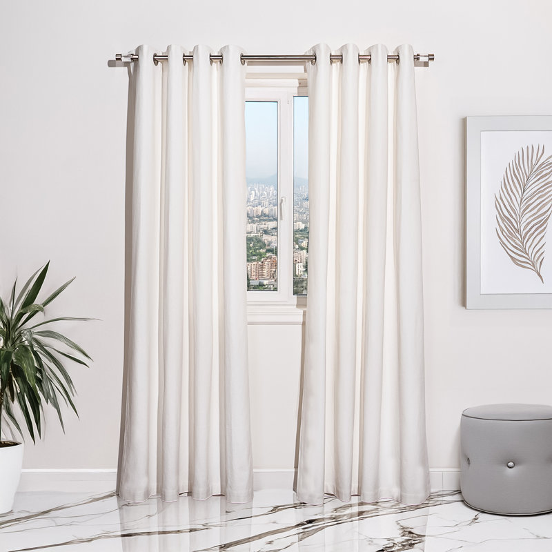 Panneaux de rideaux semi-transparents 100% coton, L 52 po x L 84 po, Blanc
