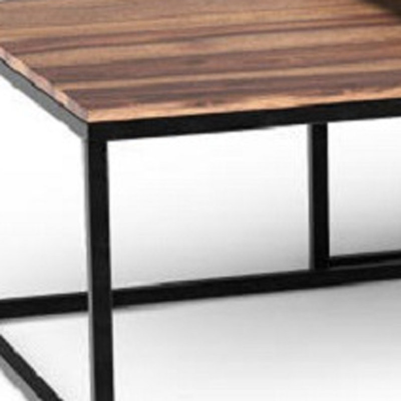 Table basse carrée 30 po en bois massif brun et noir