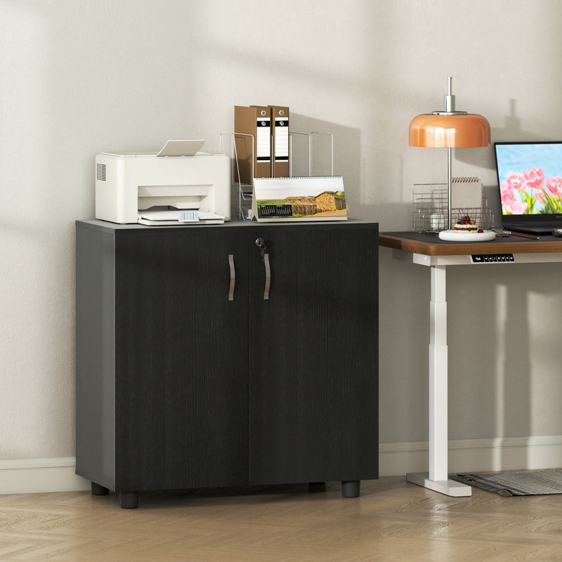 Aadyn 2 -Door 1 -Shelf Storage Cabinet, Black