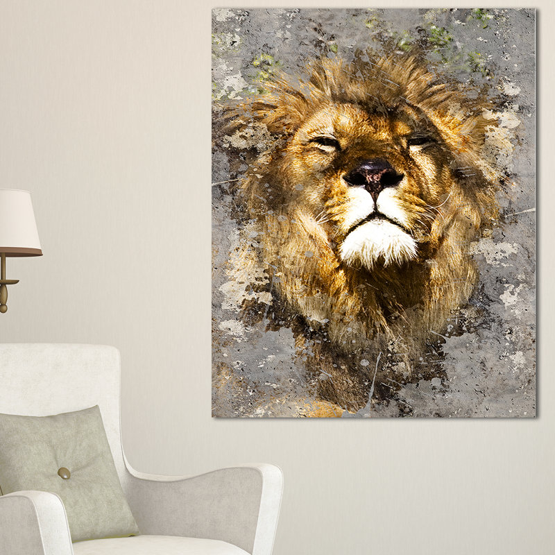 «Lion Head with Textures», impression sur toile, H 20 po x l 12 po x P 1po