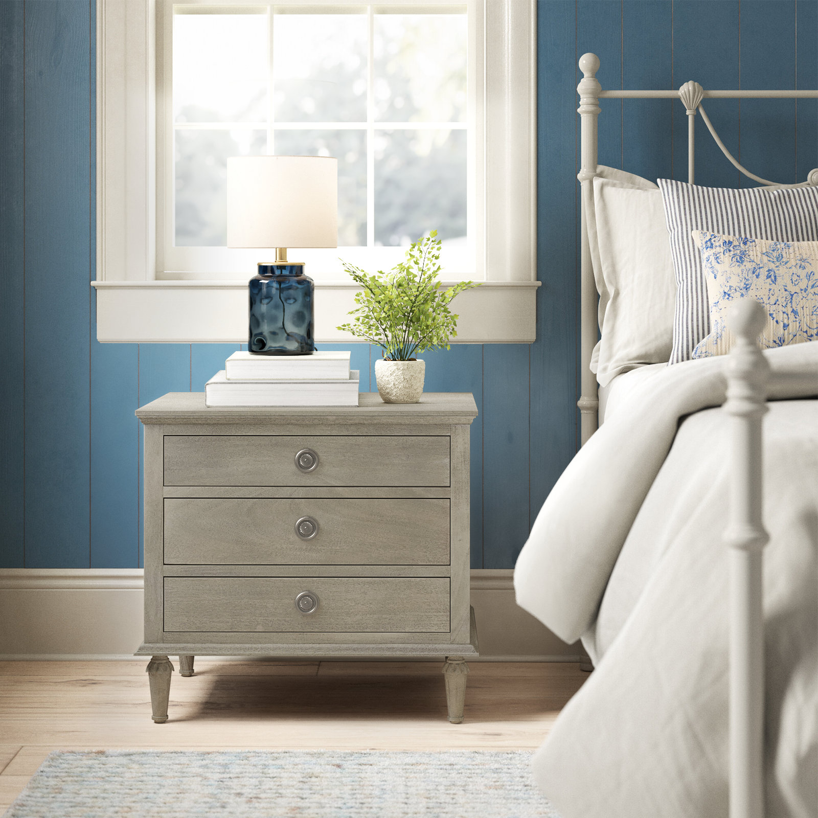 Hubbard 3 - Drawer Nightstand, Beige