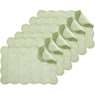 Ensembles de table rectangulaires en coton matelassé vert pâle (paquet de 6)
