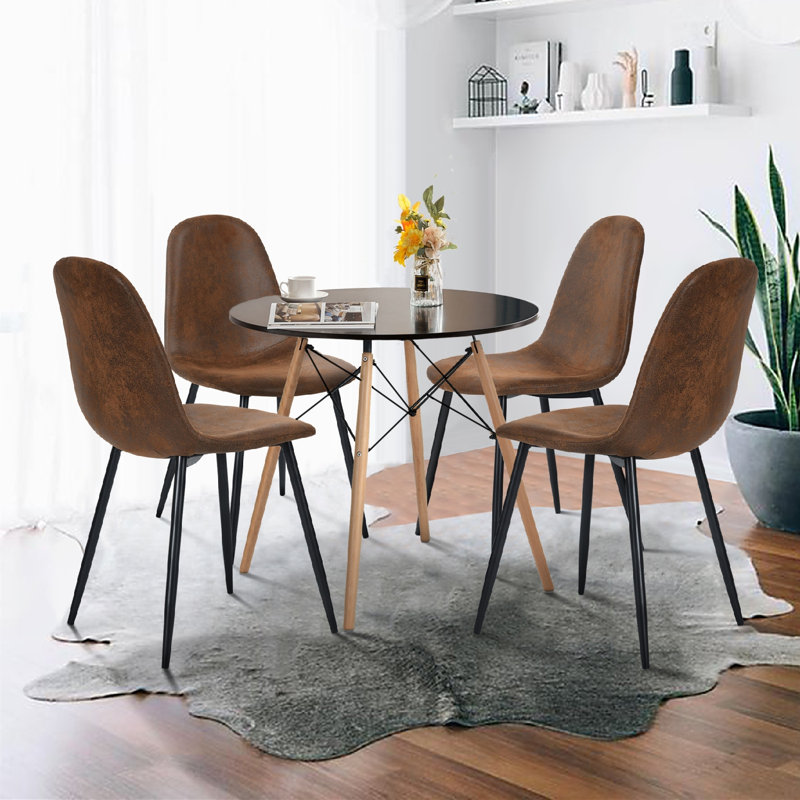 Elum 4 - Person Four Leg Dining Set, Black