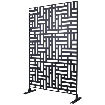 Outdoor & Indoor Privacy Screen Metal Privacy Screen 76" H×48" W, Freestanding Decorative Privacy Screen For Deck Balcony Patio, Privacy Fence Panels For Outside Lawn Garden PS103 BLACK