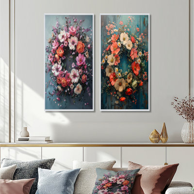 Ensemble de 2 pièces d'art mural couronne rose et bleu