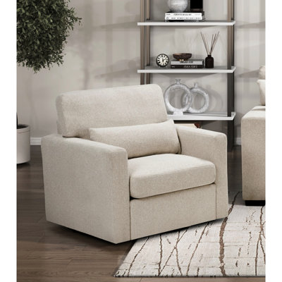 Chaise pivotante à 360 degrés avec siège bouclé beige, structure en bois massif pour siège pivotant Modern Homes et espaces de vie lombaires