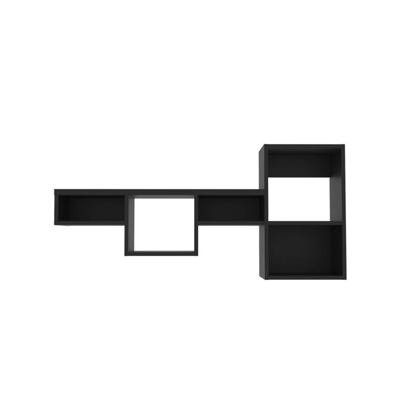 Black Shelf Unit With 5 Shelves - Ideal For Limited Spaces In Living Room & Office Modern Style Decor, Book And Essentials Storage 5-Shelf Small Rooms Offices Look Decor Display
